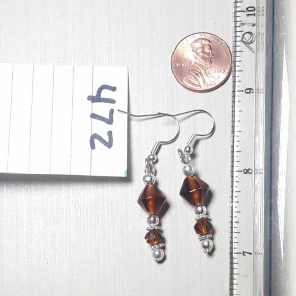 artisan earrings 472#mfs NEW boho sable pressed glass earrings hatpin dangles si - Picture 3 of 5
